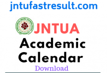 JNTUA academic Calendar