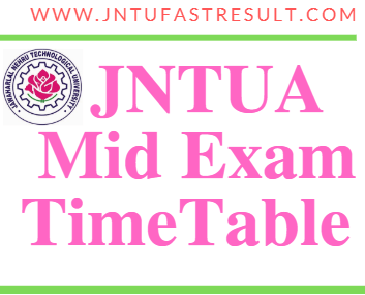 JNTUA B.Tech Mid Exam Time Table