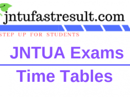 JNTUA Exams Time Table 2019