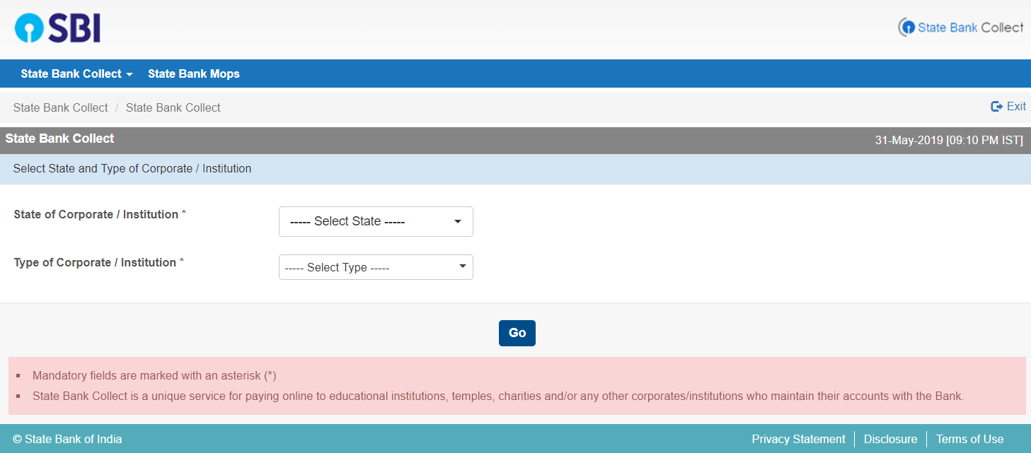 State Bank of India Bank Statement. State Bank of India account Statement. Collector Bank. Select state