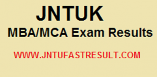 JNTUK mba mca Exam results